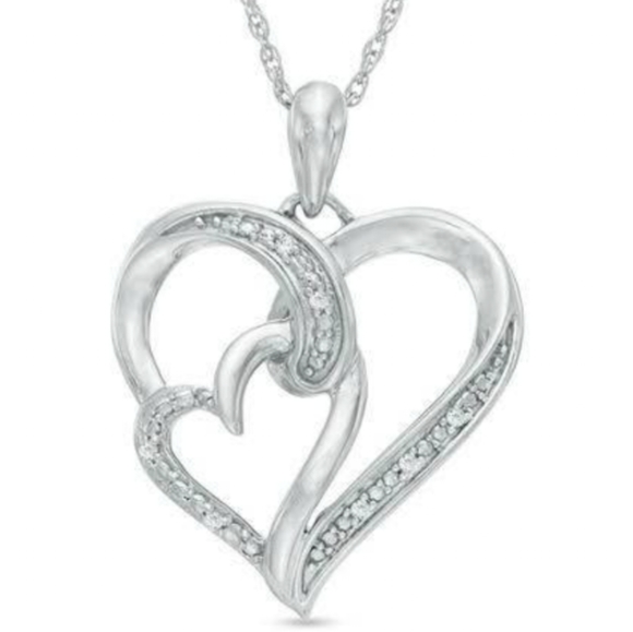 Diamond accent double heart pendant - Picture 1 of 5